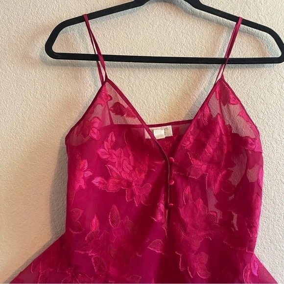 90s Victoria Secret Gold Label Red Floral Bodysuit Coquette Sheer Women's Small - Picture 6 of 8